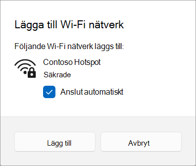 Lägga till ett Wi-Fi nätverk i Windows 11.