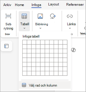 markera rader och kolumner