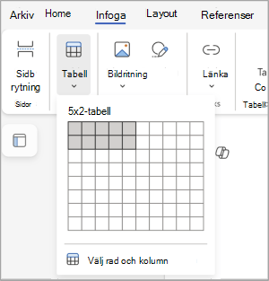 Infoga tabell