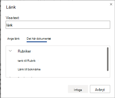Länka markeringspanel