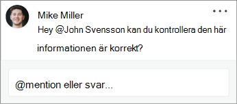En kontakt som omnämns i en kommentar
