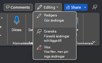 Nedrullningsbar meny för lägesväxlare
