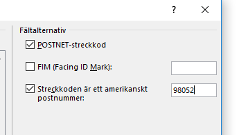 Avsnittet Fältkodsalternativ