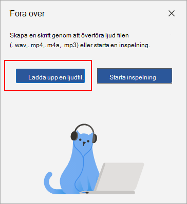 Välj Ladda upp ljud