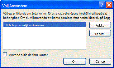Dialogrutan Välj användare