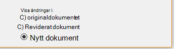 Visa ändringar i nytt dokument