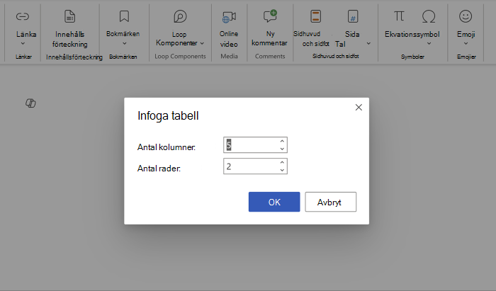 Ange rader och kolumner