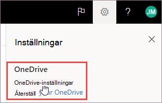 Välj OneDrive-inställningar