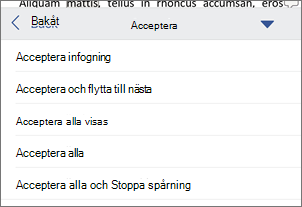 Acceptera spårade ändringar