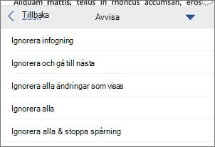 Ignorera spårade ändringar