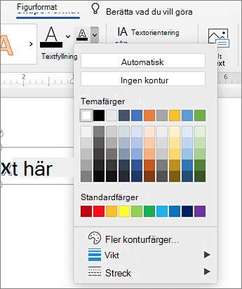 Knappen Textkontur markerad