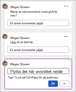 En annan kommentar pågår meddelande