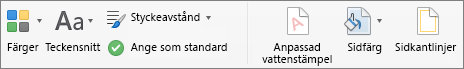 Alternativ för anpassning av ett tema på fliken Design