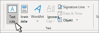 Knappen Infoga textruta