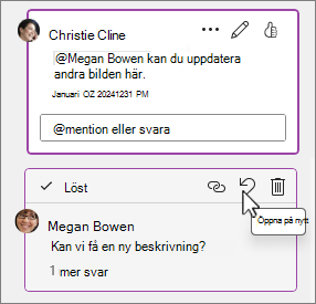 Knapp för att öppna löst meddelande igen