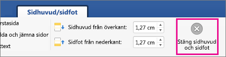 Stäng sidhuvud och sidfot är markerat på fliken Sidhuvud & sidfot