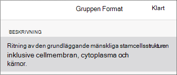Dialogrutan Alternativtext för bilder i OneNote för iOS.