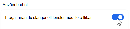 Fråga innan du stänger fönstret med skärmbild med flera flikar.