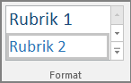 Skärmbild av att välja ett rubrikformat på Start-menyn.