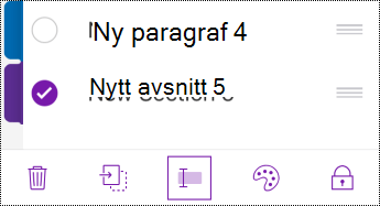 Knappen för att byta namn på avsnitt på menyraden i iPhone.