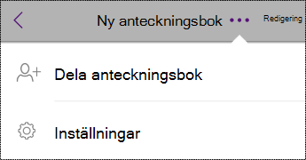 Knappen Inställningar i Anteckningsböcker på iPhone.
