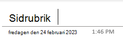 Sidrubrikens textfält på en sida i OneNote för Windows 10.