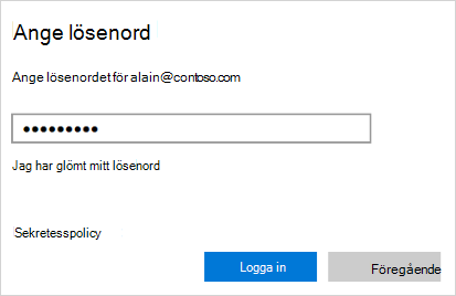 Skärmen Ange lösenord