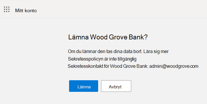 Skärmbilden visar knappen Lämna och Avbryt i ledighetsflödet.