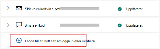 Skärmbild av hur du ändrar din säkerhetsinformation.