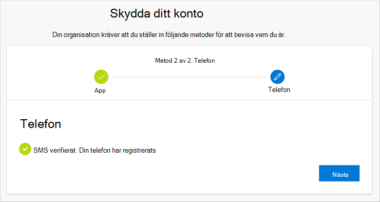 Meddelande om lyckad åtgärd