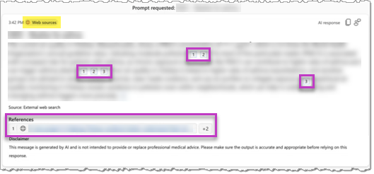 Screenshot of the result of a safe web search in Dragon Copilot AI Chat.