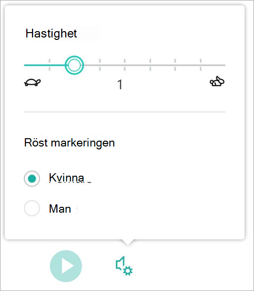 Skärmbild av rösthastighet.