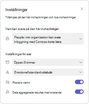 Hantera incheckningsinställningar