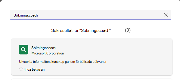 Skärmbild som visar sökcoachen.