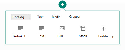 Vilken typ av innehåll du vill lägga till