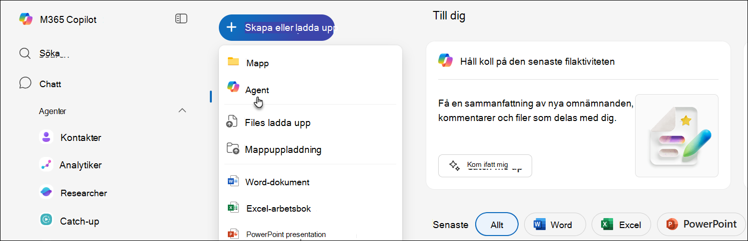 skärmbild av att skapa ny agent