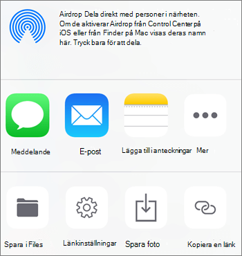 Skärmbild av knappen Spara Foto i OneDrive-appen för iOS