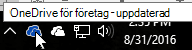 En skärmbild där markören hovrar över den blå OneDrive-ikonen med texten OneDrive för företag.