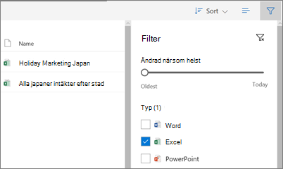 Skärmbild av vyn Delas med mig i OneDrive för företag