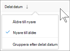 Skärmbild av kolumnen Delas med mig i OneDrive för företag