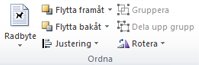 Gruppen Ordna på fliken Bildverktyg i Publisher 2010