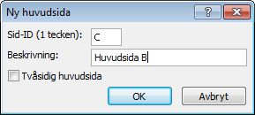 Dialogrutan Lägg till huvudsida i Publisher