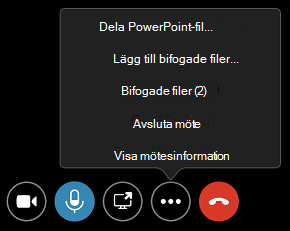 Kommandon för bifogade filer på menyn Fler alternativ