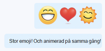 Stor animerad emoji i Skype för företag chattar