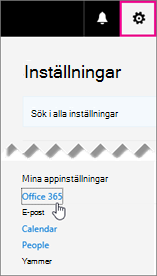 Välj Office 365-inställningar