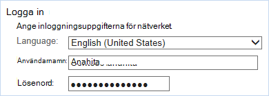 Logga in med autentiseringsuppgifter för nätverk