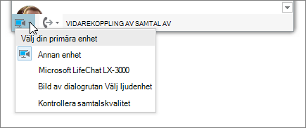 Skärmbild som visar menyn Välj din primära enhet.