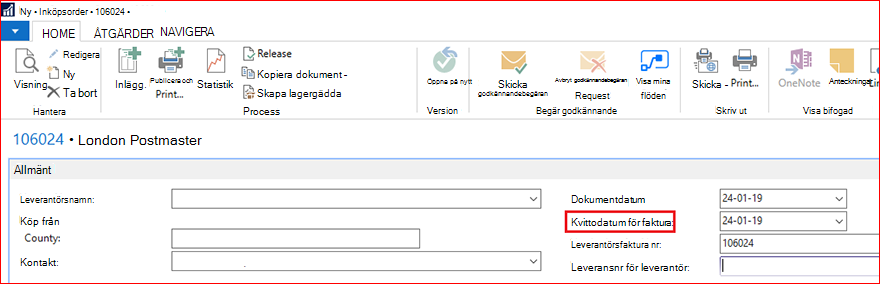 Skapa inköpsorder