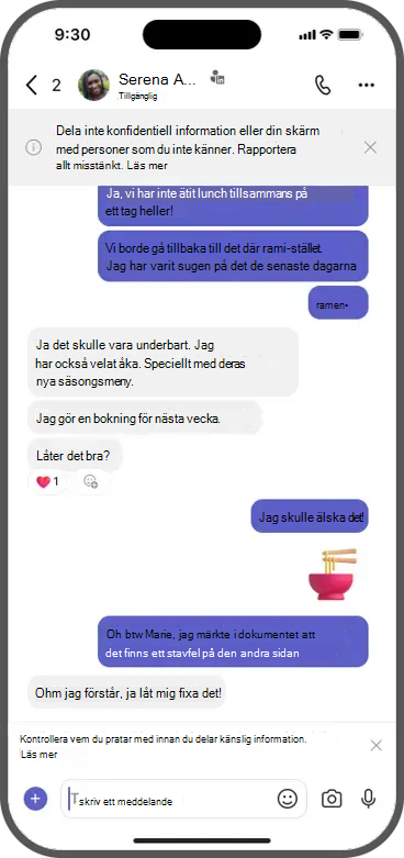 Dela inte konfidentiell information eller din skärm med personer som du inte känner. Rapportera allt misstänkt. Läs mer.