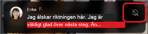Bild som visar en mobilskärm med en snoozed chattförhandsgranskning längst ned.